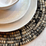 Trivet Pot Stand or Wall Art  Africa Handwoven 12-inch Raffia Heather Black and Ivory