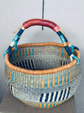 African Market Basket - Bolga Ghana Burnt Orange Basket - Large: 14-16" Across