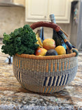 African Market Basket - Bolga Ghana Burnt Orange Basket - Large: 14-16" Across