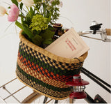 Bike Bicycle Basket - Kelly Green & Tan