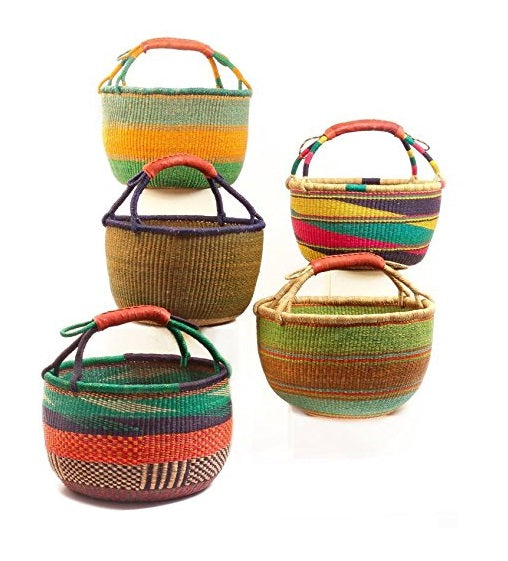 Large Ghana Market Basket Assorted (Colors Vary) W 14"16" H10"12