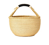 Large African Ghana Bolga Basket | Dye Free With Black and Tan Handle
