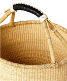 Large African Ghana Bolga Basket | Dye Free With Black and Tan Handle