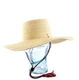 Ghanaian Straw Hats With Wide Brim Leather Strap- Natural.  Size:22-25" Cap.