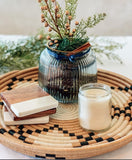 NERI WOVEN SERVING TRAY OR WALL HANGING  ART DECOR  TAN & WHITE
