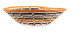 Trade Uganda African Bukedo & Raffia Bowl 11.5-12.5" Across -Orange
