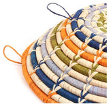 Trade Uganda African Bukedo & Raffia Bowl 11.5-12.5" Across -Orange