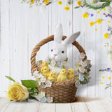 Bunny and Chicks in Flower Basket Figurine, 9.25 inches