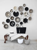 African Basket  Rwanda  Woven Basket - White & Black Stripes