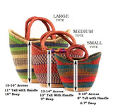 Medium U-Shopper Ghana Beach Tote bag/Bolga Basket 13-14" Across - Black & Tan