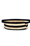 Africa Oval Basket for Storageor Serving | Remote Controller Storage or Baby Diapers and Wipes or Serving Bread on The Table - 12" long x 8" wide (15.5" long with handles) Black Striped