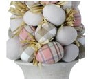 Pretty Plaid Easter Egg Cone Topiary 15"