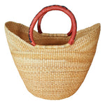 Large U-Shopper - Ghana Beach Tote Bag/Basket - Brown Handles