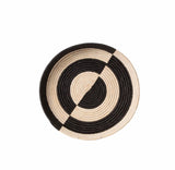 African Basket  Rwanda Woven Serving Tray Black & White Half Moon