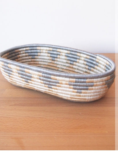 African Rwanda Woven Oval Bread Basket for Storage, Organization or Serving | Great for Remote Controller Storage or Baby Diapers and Wipes or Serving Bread on The Table - 11