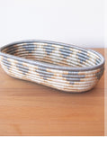African Rwanda Woven Oval Bread Basket for Storage, Organization or Serving | Great for Remote Controller Storage or Baby Diapers and Wipes or Serving Bread on The Table - 11" long, 7" wide, 2.5" tall  Tan
