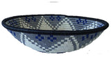 African Basket  Rwanda Woven Basket Shades of Blue & gray