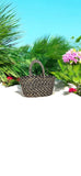 Rwanda Braided Raffia Tote Black and Natural