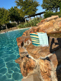 Mifuko Kiondo Kenya Bag - Turquoise Stripes With White