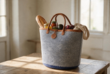 Mifuko Kiondo Kenya Beach Bag, Shopping Bag, Picnic Bag, Storage, Floor Basket, Home Decor - Blue with a Buckle