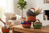 African Market Basket | Ghana Bolga Basket | (Colors Vary), 1 EA