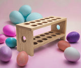 OAk Wood Egg Tray Holder for Refrigerator & Counter – 2 Stackable, Wooden Egg for 24 Fresh or Store Eggs – Egg Storage for Easter Eggs, Cake Pops & Deviled Eggs