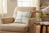 Modern Boho Wool Throw Pillow Cushion Covers - Linear Ivory