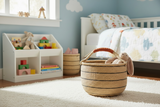 African Basket | Bolga Ghana Basket - Natural with Blue stripes