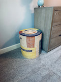 Multicolored Woven Storage Basket With Lid:  Storage Basket - Natural