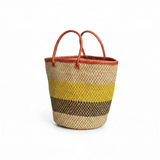 Mifuko Kiondo Kenya Bag - Striped mustard, Beige and Brown