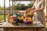 African Market Basket | Ghana Bolga Basket | (Colors Vary), 1 EA