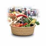 Haverst Woven Basket , Portable Garden Harvest Ghana Basket, for Picnic, Easter Eggs, Storage, Gathering Produce and eggs