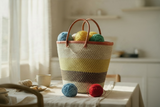 Mifuko Kiondo Kenya Bag - Striped mustard, Beige and Brown