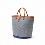 Mifuko Kiondo Kenya Beach Bag, Shopping Bag, Picnic Bag, Storage, Floor Basket, Home Decor - Blue with a Buckle
