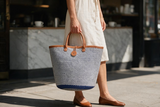Mifuko Kiondo Kenya Beach Bag, Shopping Bag, Picnic Bag, Storage, Floor Basket, Home Decor - Blue with a Buckle