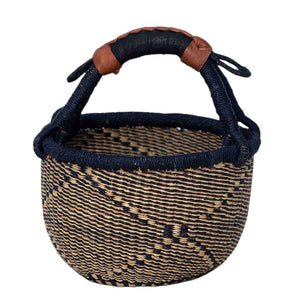 Small African Market Basket | Ghana Bolga Basket | 9"-11" Across - Diamond