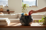Ghana Basket Adire Felted Wool Bowl - Charcoal