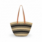 Shopping Tote Bag / Kiondo Basket/ Kiondo Beach Bag - Black and Tan