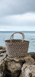 Rwanda Braided Raffia Tote Black and Natural