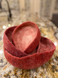 Felted Wool Nesting Bowl Organic eco-friendly minimalist decoration -  Berry