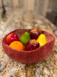 Felted Wool Nesting Bowl Organic eco-friendly minimalist decoration -  Berry