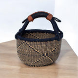 Small African Market Basket | Ghana Bolga Basket | 9"-11" Across - Diamond