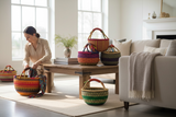 African Market Basket | Ghana Bolga Basket | (Colors Vary), 1 EA