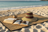 Ghanaian Straw Hats With Wide Brim Band & Leather -  Red. Size:22-25" Cap.