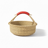 Haverst Woven Basket , Portable Garden Harvest Ghana Basket, for Picnic, Easter Eggs, Storage, Gathering Produce and eggs