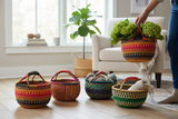 African Market Basket | Ghana Bolga Basket | (Colors Vary), 1 EA