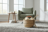 African Basket | Bolga Ghana Basket - Natural with Blue stripes