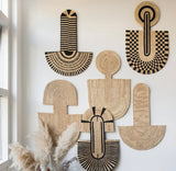 African Modern Boho Woven Wall Art: Maravi Natural and Black  Palm Leaves Wall Art