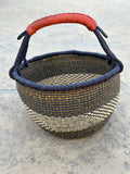 African Market Basket - Bolga Ghana Army Green Basket - Large: 14-16" Across