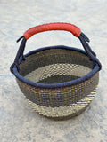 African Market Basket - Bolga Ghana Army Green Basket - Large: 14-16" Across